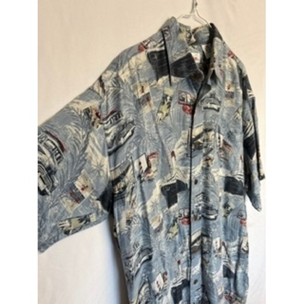World Wide Sportsman Mens Large Rayon Florida Postcard Print Camp Shirt Hawaiian